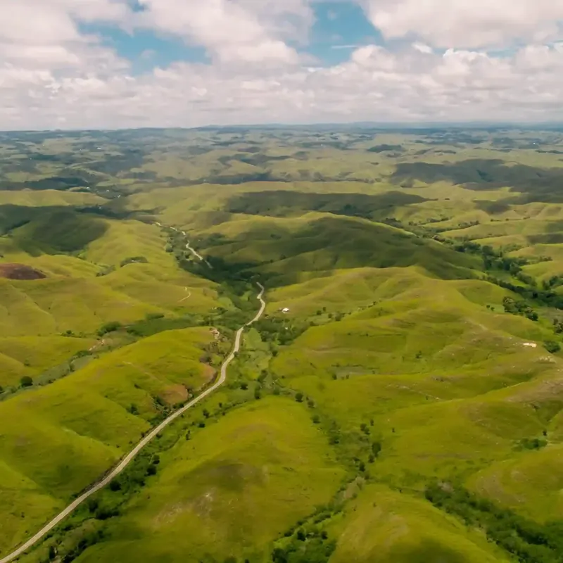 Rolling hills of Tanau in the morning light