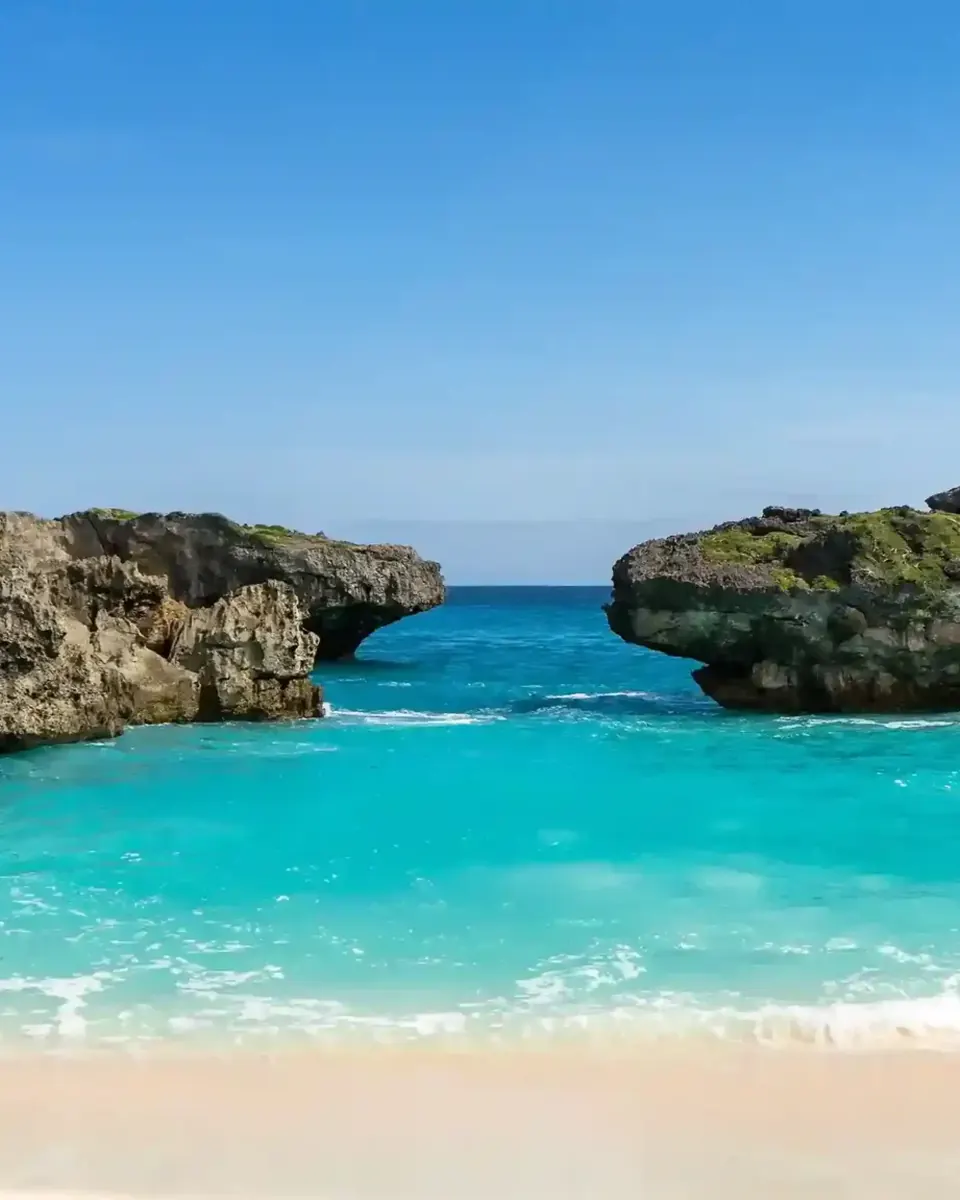 Clear water and white sand at Mandorak Beach, Sumba