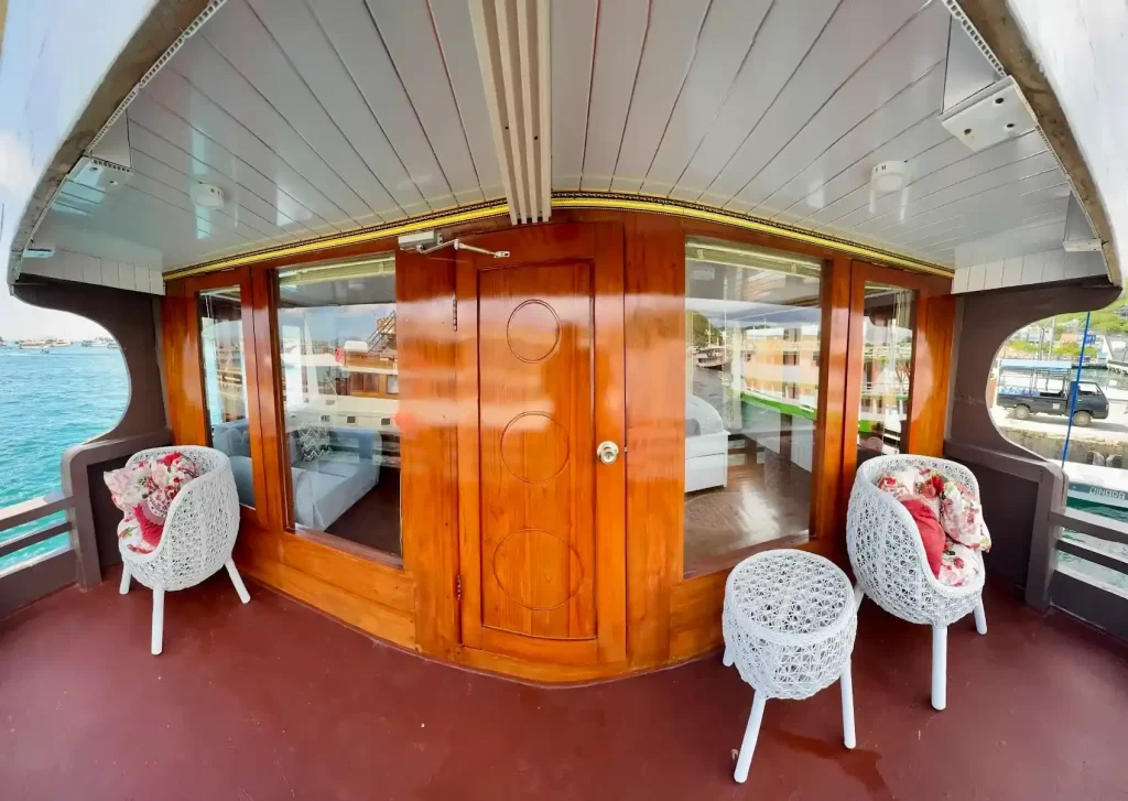 The Sumbawa balcony cabin aboard the Princess Nabila phinisi