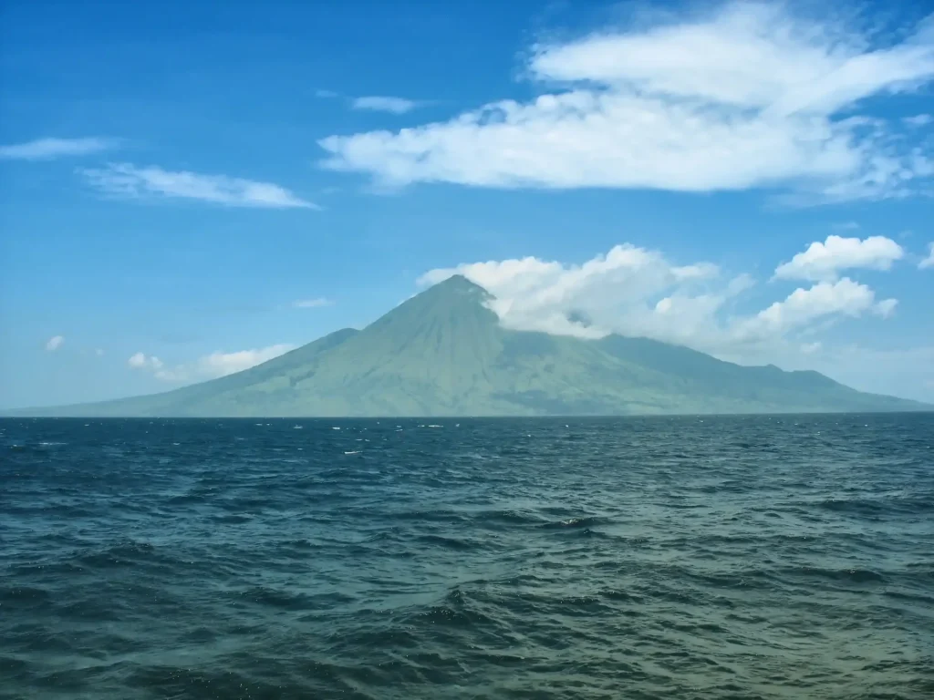 Sangeang volcano island rising from the sea off Sumbawa, Eastern Indonesia